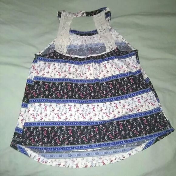 🌻3/$15 Colorful floral striped halter summer top blouse - Picture 3 of 4